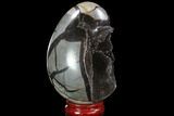 Septarian Dragon Egg Geode - Black Crystals #89581-2